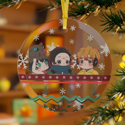 Anime Glass Ornament of Cute Trio Ornament - Anime Ornaments