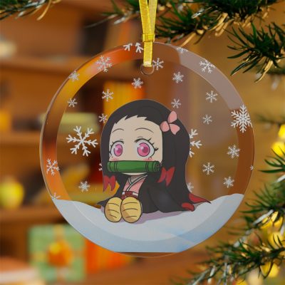 Kawaii Anime Glass Ornament Charming Nezuko Ornament - Anime Ornaments